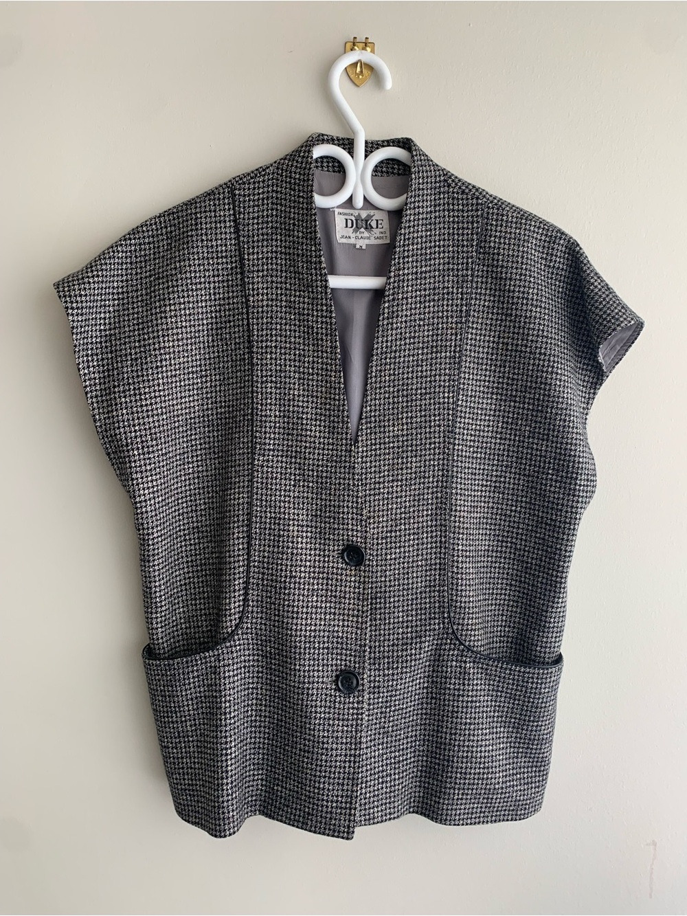Summer | Vintage Fashion Duke Houndstooth Sleeveless Jacket/Vest, Lined - AS-IS